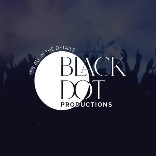 Black Dot Productions circular logo over a concert crowd