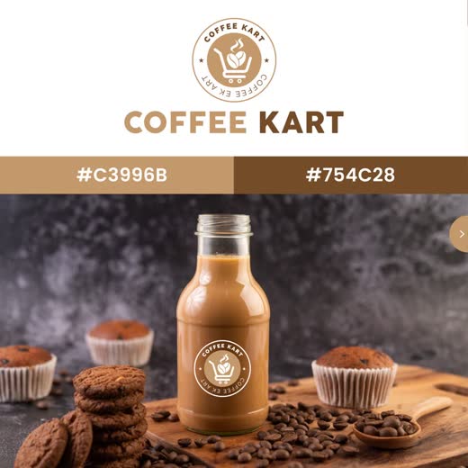 Coffee Kart logo, colour palette and bottle
