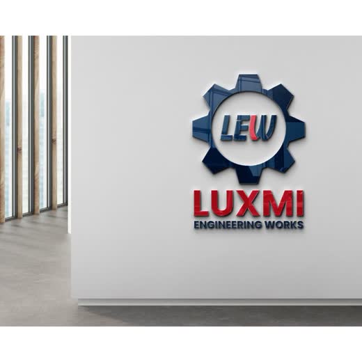Luxmi Engineering Works gear logo on an office wall