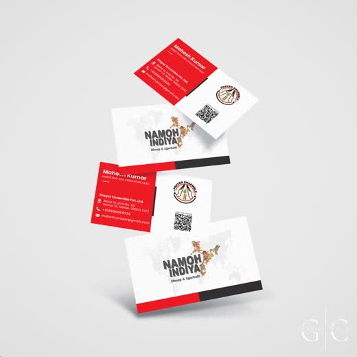 Namoh Indiya business cards fanned out